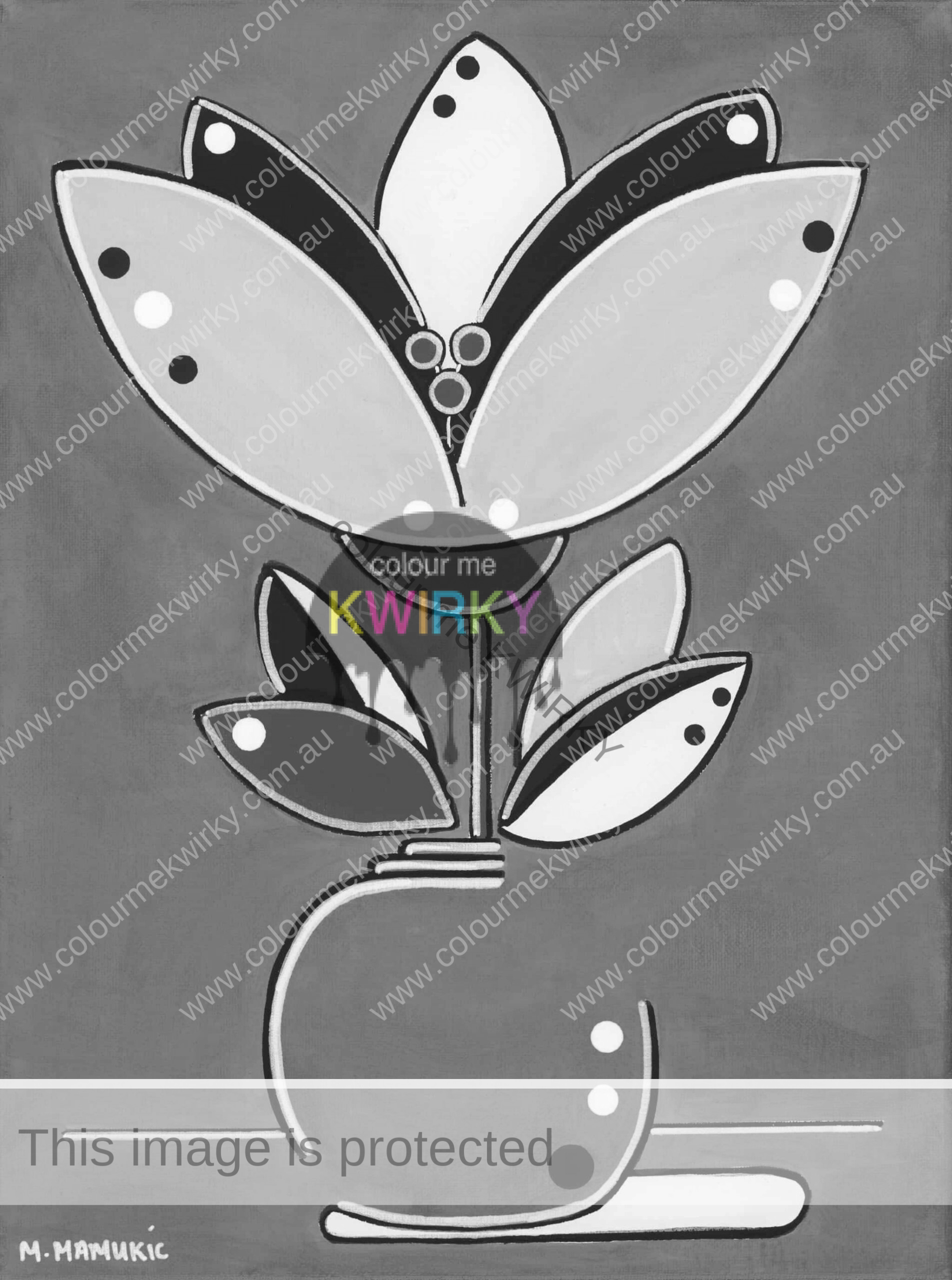 Floral Originals – Flower Pot on Orange
