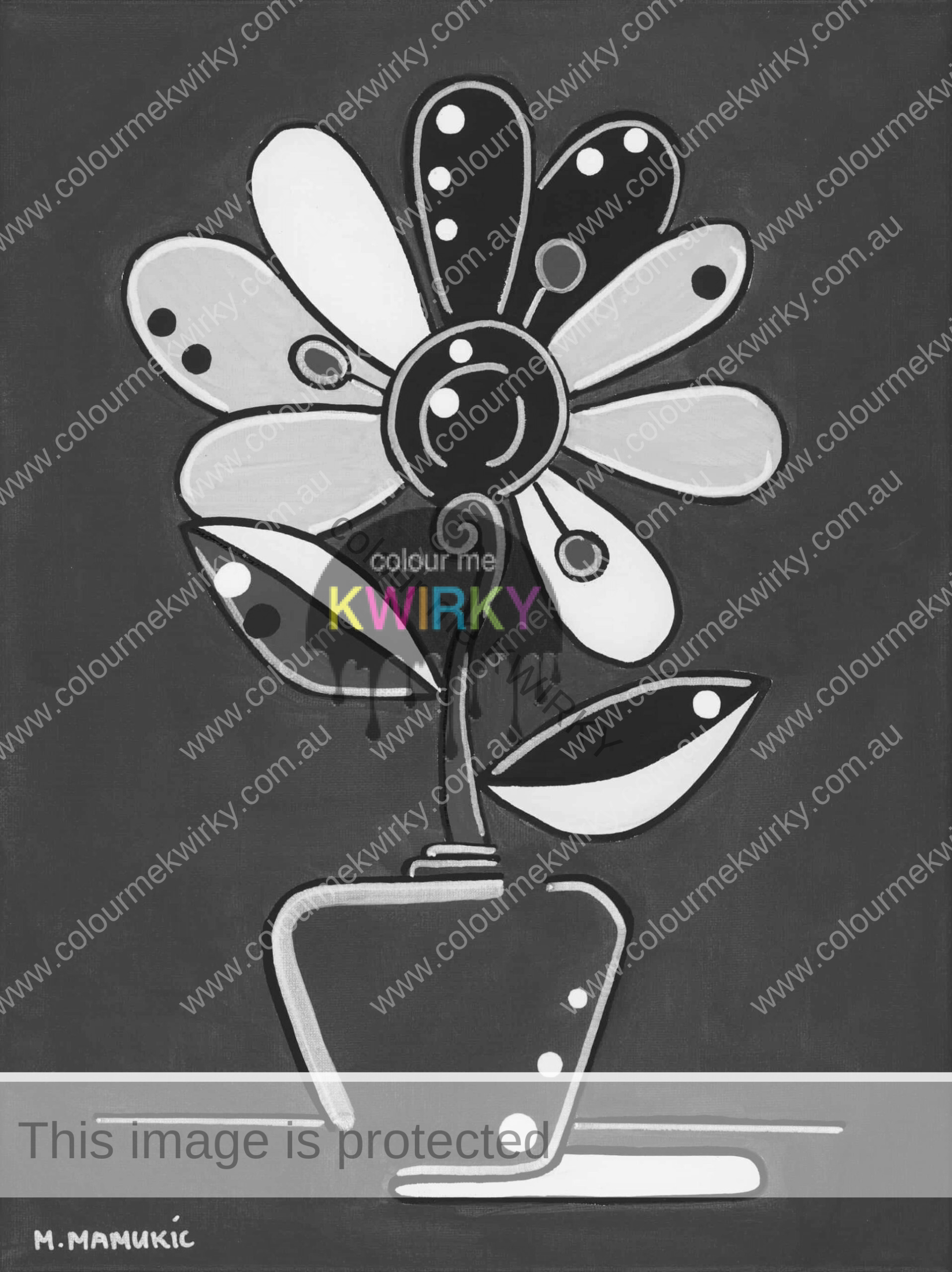 Floral Originals – Flower Pot on Red