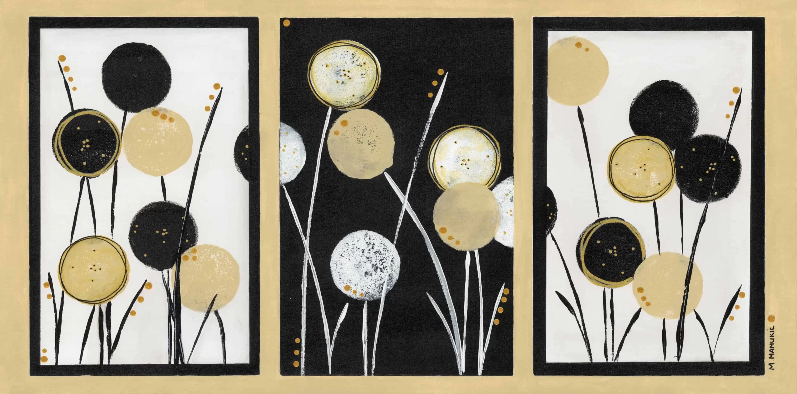Floral – Dahlias – Gold