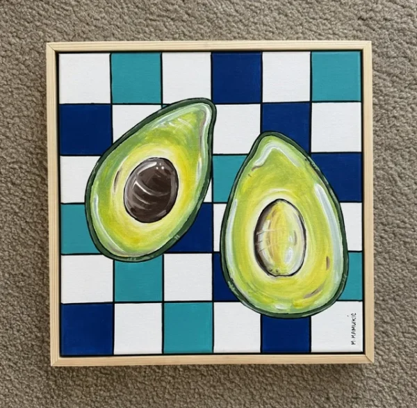Avocado - Original only, Framed in a timber floating frame.