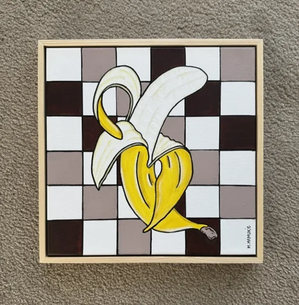 Banana - Original only, Framed in a timber floating frame.