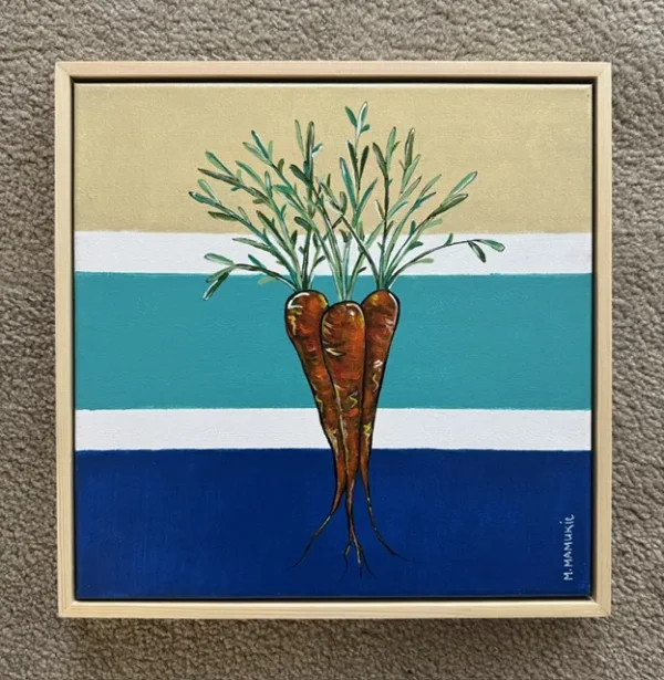 Carrots - Original only, Framed in a timber floating frame.