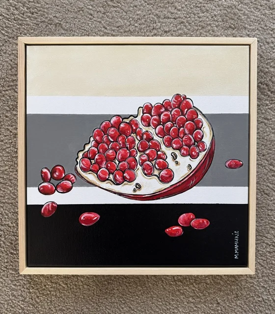 Pomegranate - Original only, Framed in a timber floating frame.