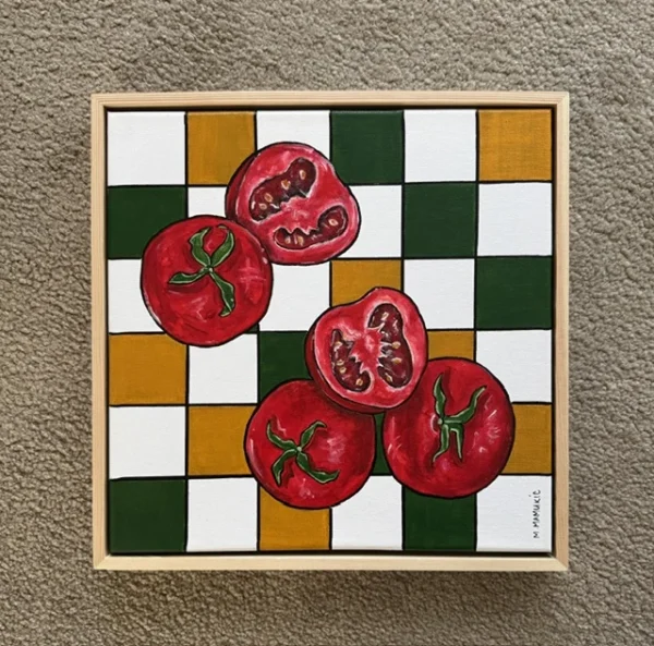 Tomatoes - Original only, Framed in a timber floating frame.